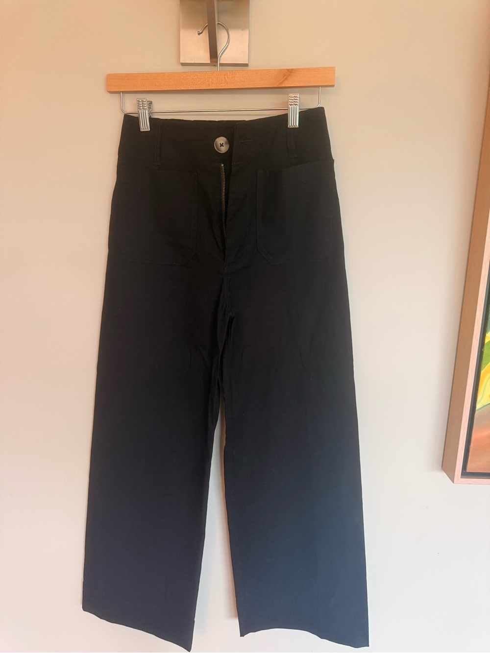 Anthropologie Maeve Colette Black Wide-Leg Cropped Pants 27